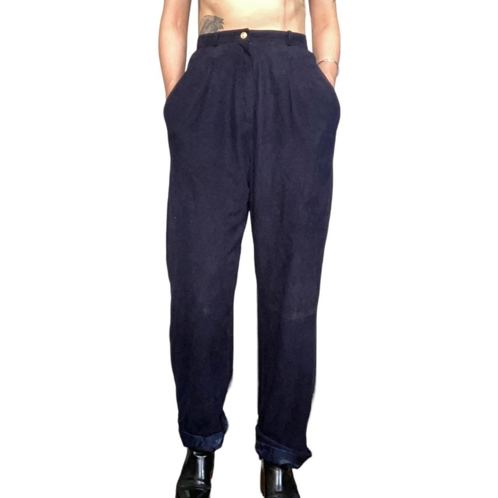 navy dark purple suede high waisted trousers “26